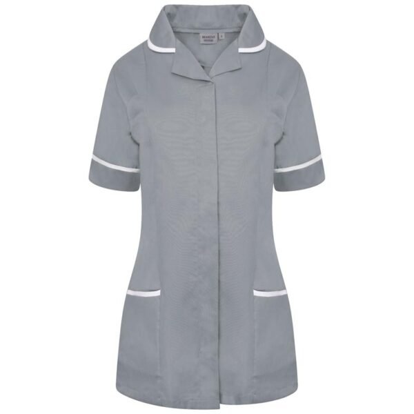 Classic Ladies Healthcare Tunic NCLTPS-GWT - GREY - WHITE - FRONT