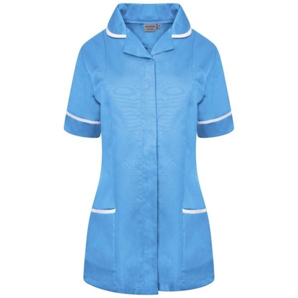 Classic Ladies Healthcare Tunic NCLTPS-HBWT - HOSPITAL BLUE - WHITE - FRONT