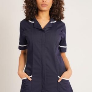 Classic Ladies Healthcare Tunic - NCLTPS-NWT - NAVY - WHITE - MODEL IMAGE