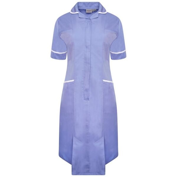 Ladies Healthcare Dress NCLD-MBWT - METRO BLUE - WHITE - FRONT