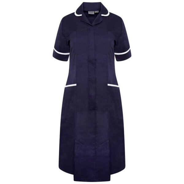 Ladies Healthcare Dress NCLD-NWT - NAVY - WHITE - FRONT