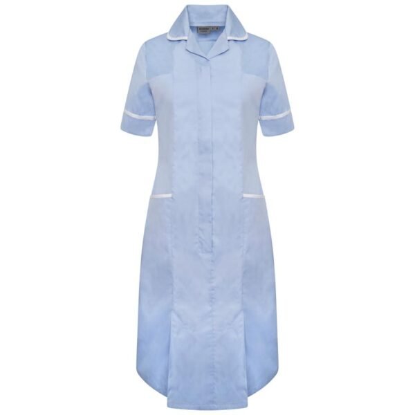 Ladies Healthcare Dress NCLD-SWT - SKY - WHITE - FRONT