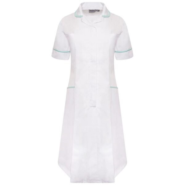 Ladies Healthcare Dress NCLD-WEDNT - WHITE - EAU DE NIL - FRONT